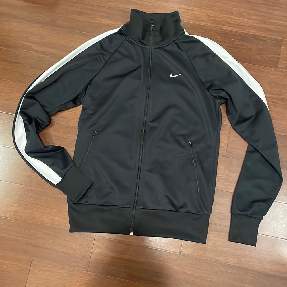 Nike black zippered sweatshirt, jacket with white stripe